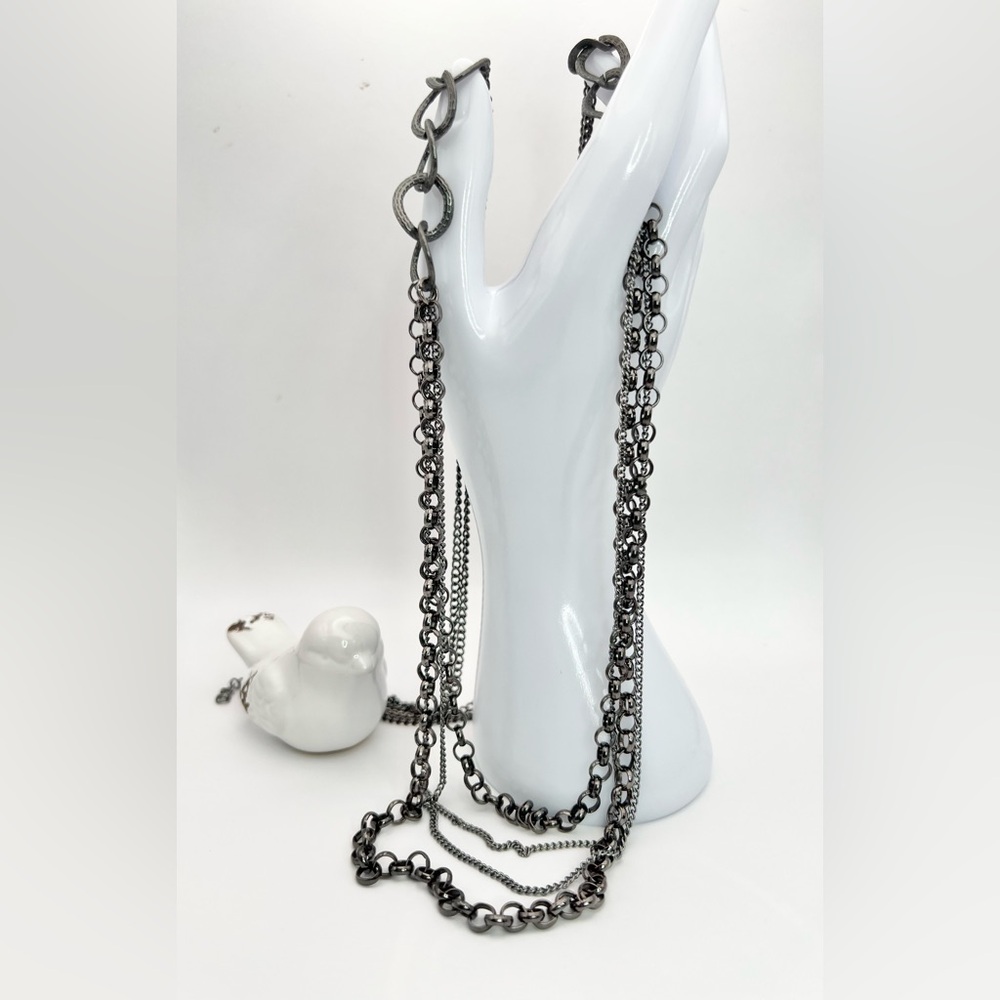 GUNMETAL COLOR LAYERED NECKLACE